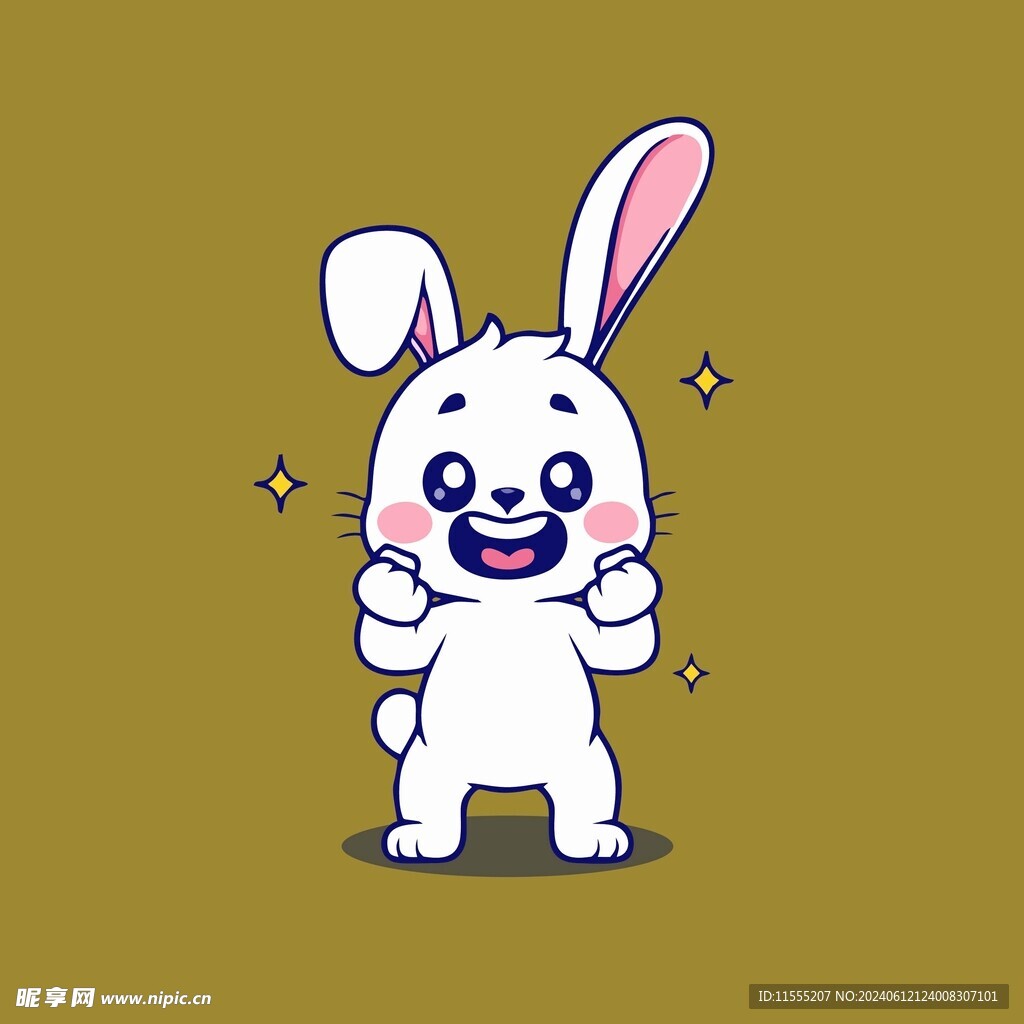 快乐兔矢量卡通儿童插画图片