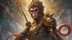 南天门  美猴王 貌美 金箍棒  锁子黄金甲  下界  烟雾缭绕  魔幻七彩背景