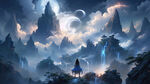 梦幻星空 虚拟鲲鹏 蓝光 远山 侠客 流星
