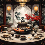 中式圆桌聚餐