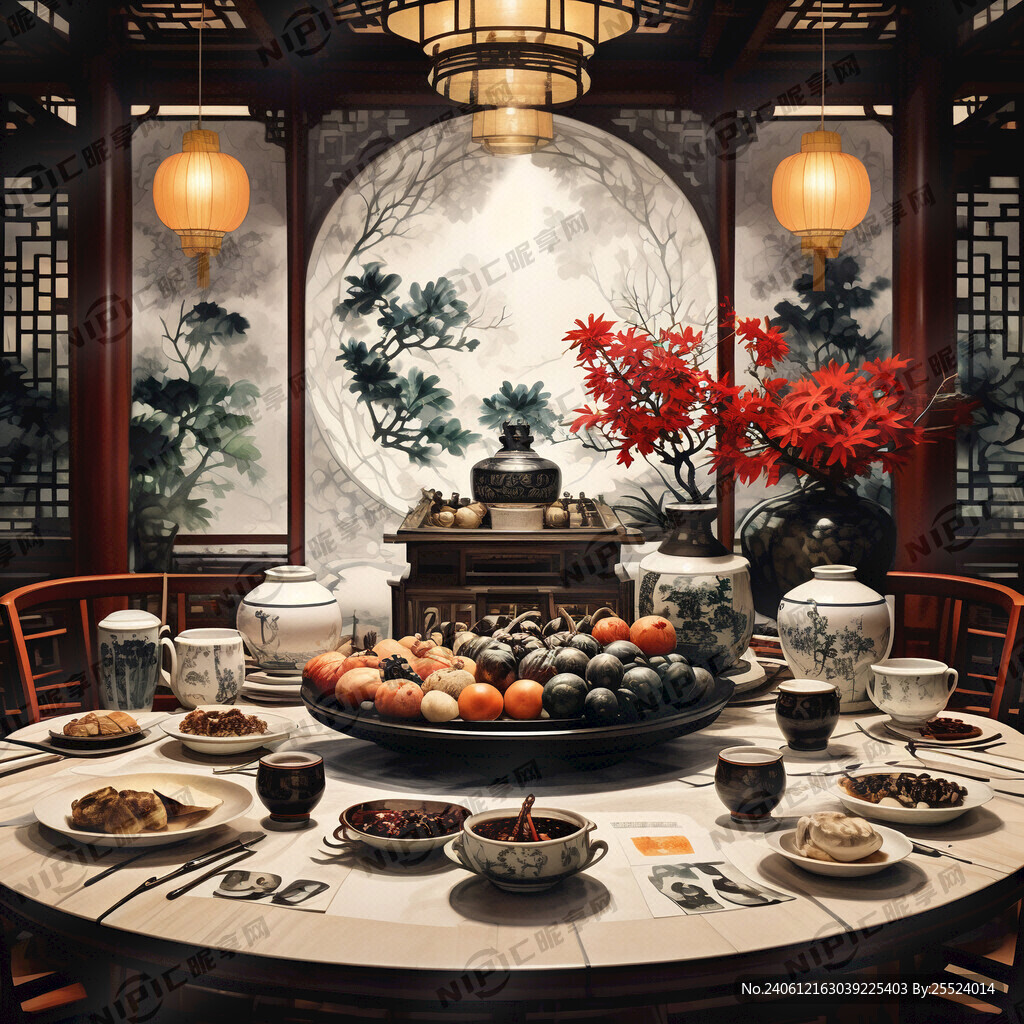 中式圆桌聚餐