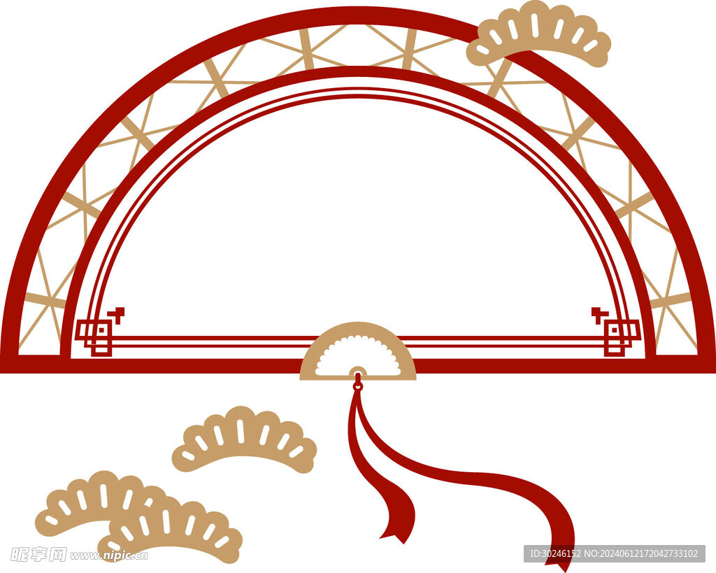 矢量中式复古扇形边框样式
