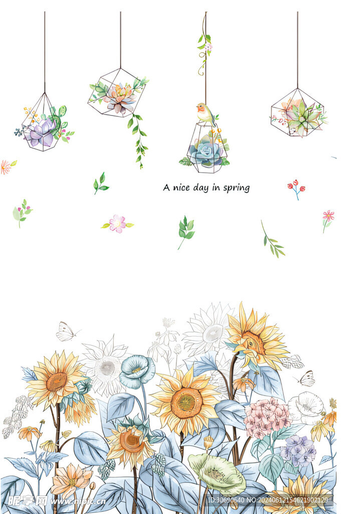 花春天小鸟 