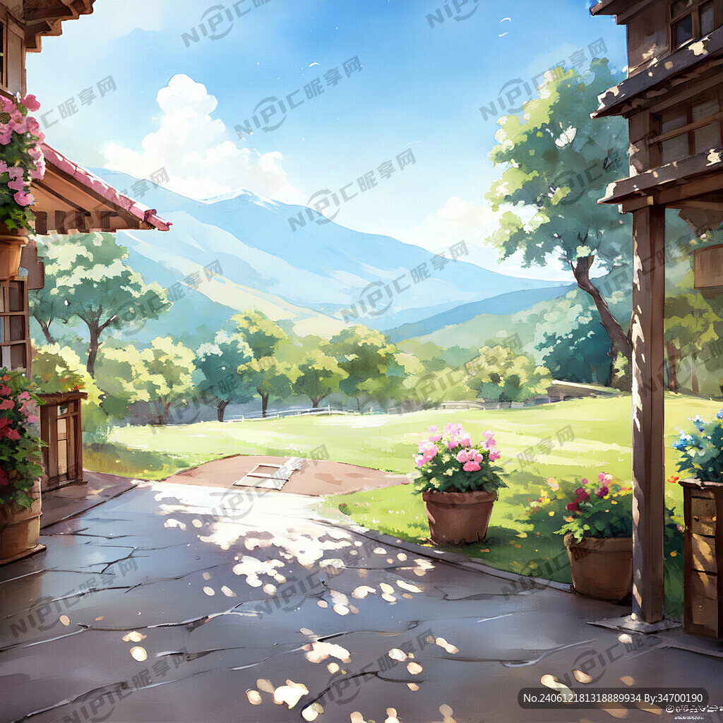 水彩风 青春 校园 多个学生