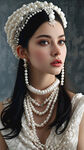 珍珠装扮，现代美女，高清，正面全脸图