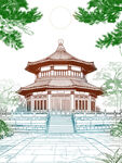 古代建筑线稿