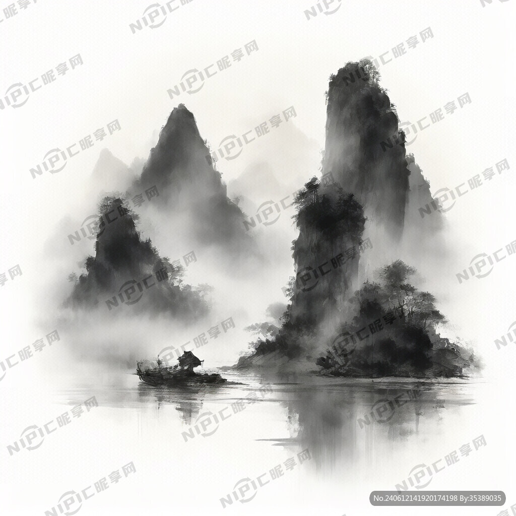 山谷 中国风 中国画 山水