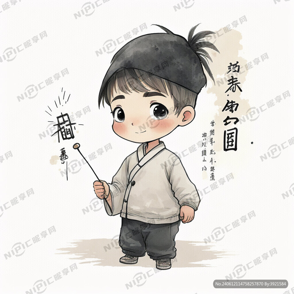 国风 男孩 提问 短发 卡通
