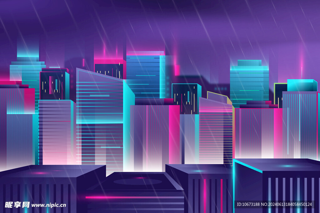  霓虹城市夜景