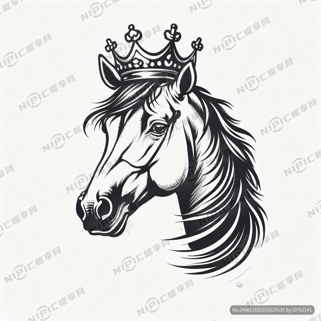 马头简笔画 头戴皇冠