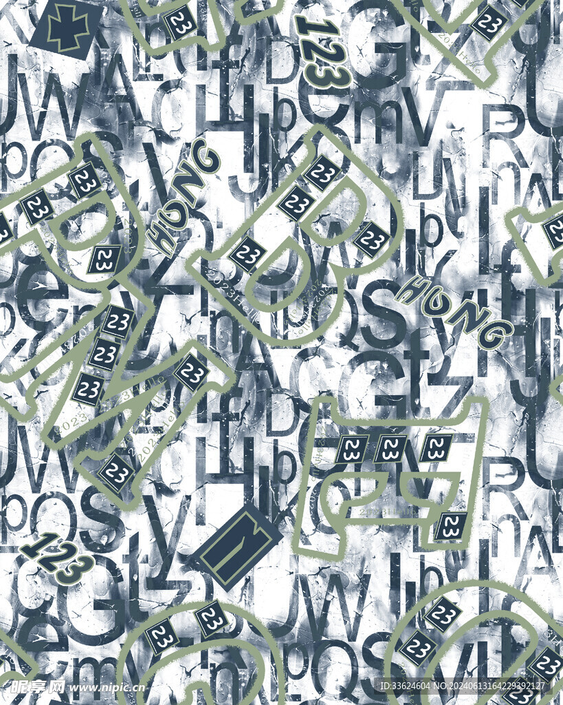 字母  扎染