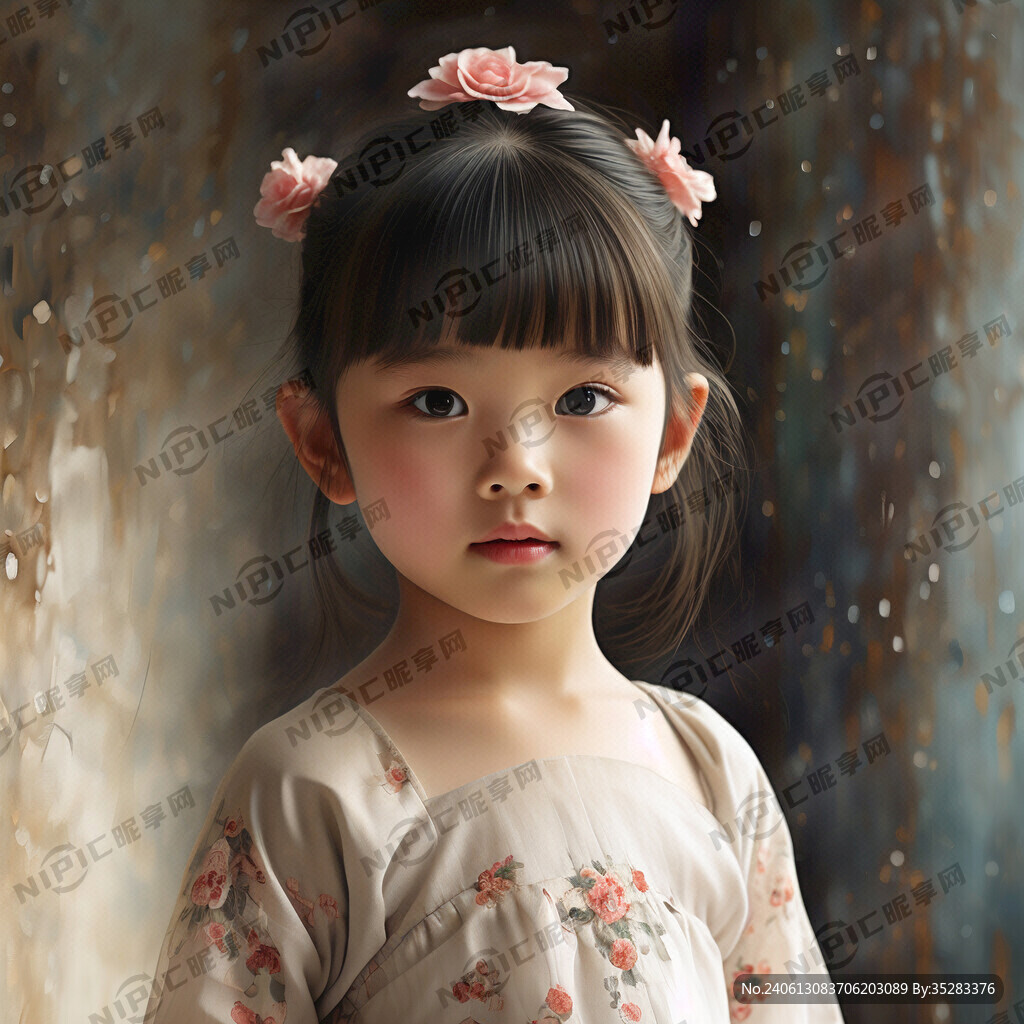 空白背景小女孩