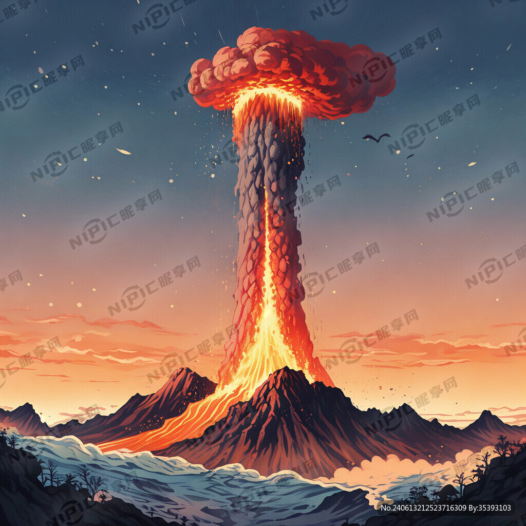 火山喷发简笔画