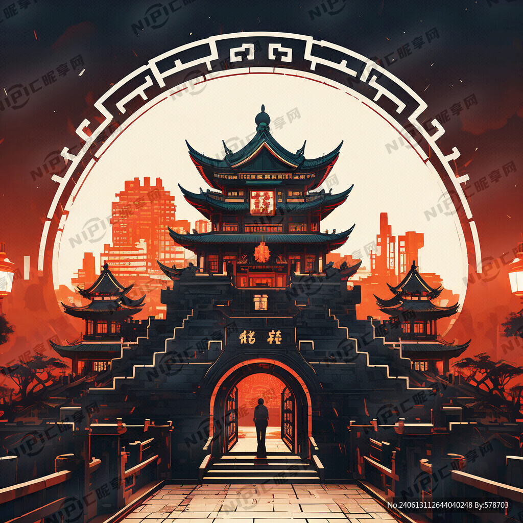 王城标志 城楼 中式风格