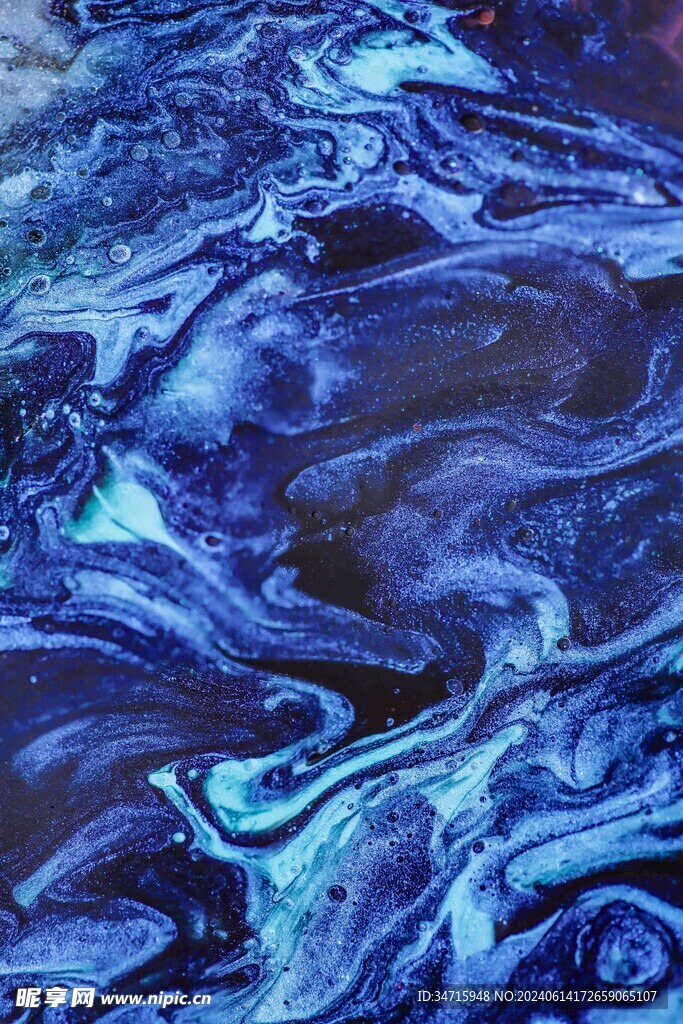 蓝色丙烯画