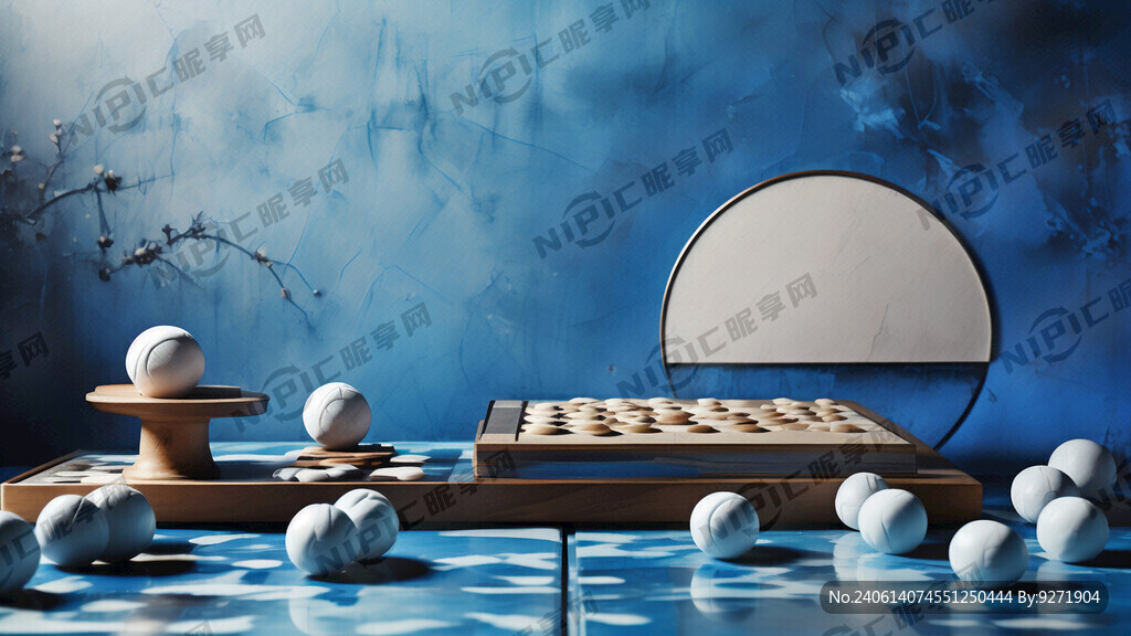 蓝色扣板背景 有围棋元素