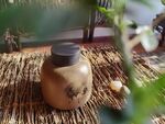手绘鹤纹陶器存茶罐