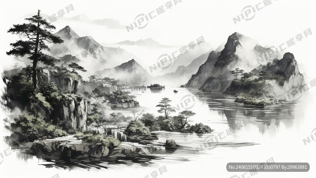 长江三峡 茶叶 线描