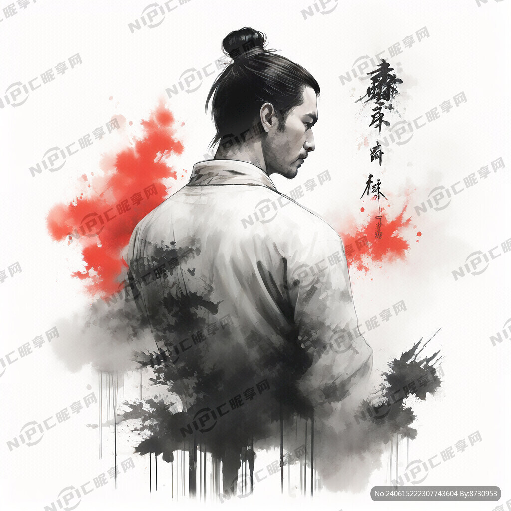 水墨风现代男人背影
