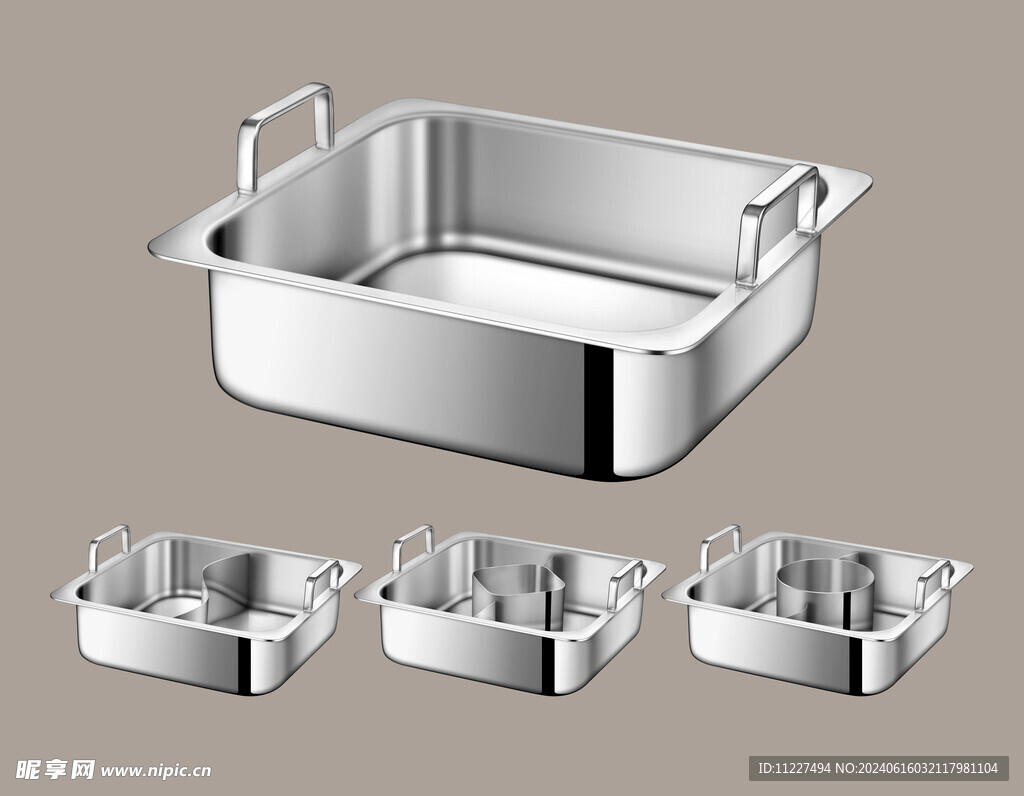 不锈钢火锅 方形锅 精修分层