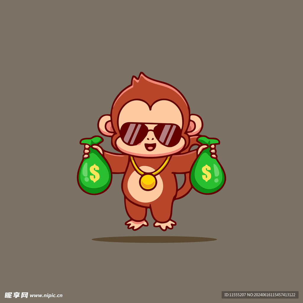 可爱小猴子卡通矢量儿童插画
