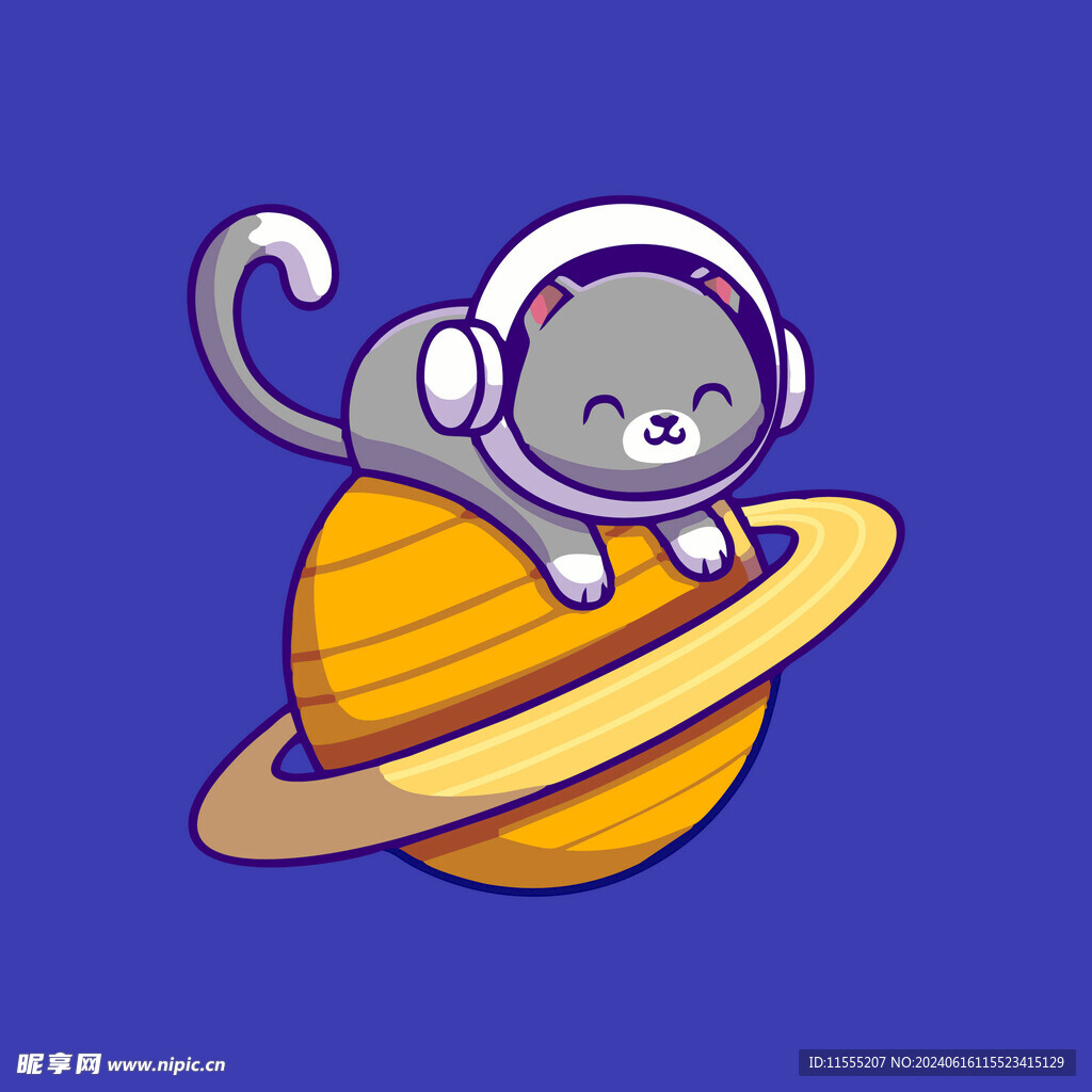 可爱猫猫宇航员卡通矢量儿童插画