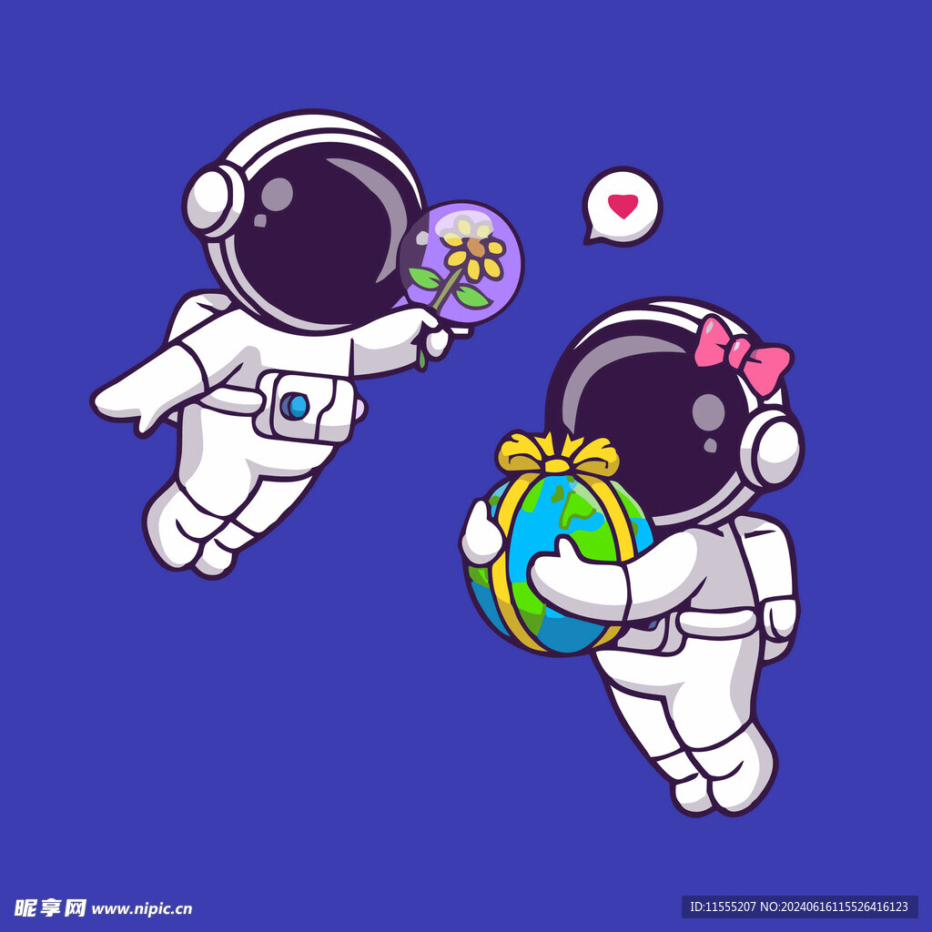 可爱宇航员卡通矢量儿童插画