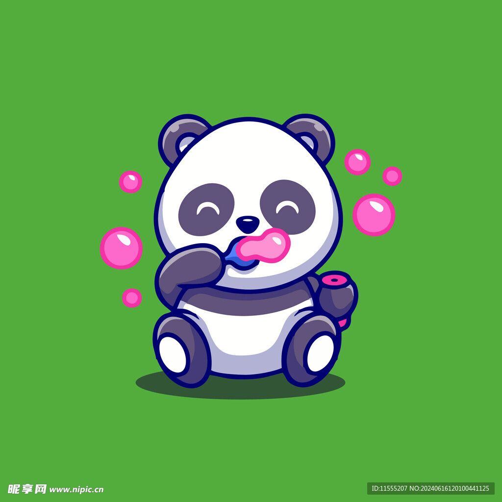 可爱熊猫卡通矢量儿童插画