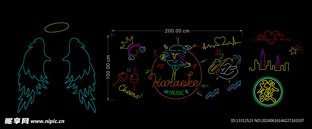 卡拉OK单线霓虹灯