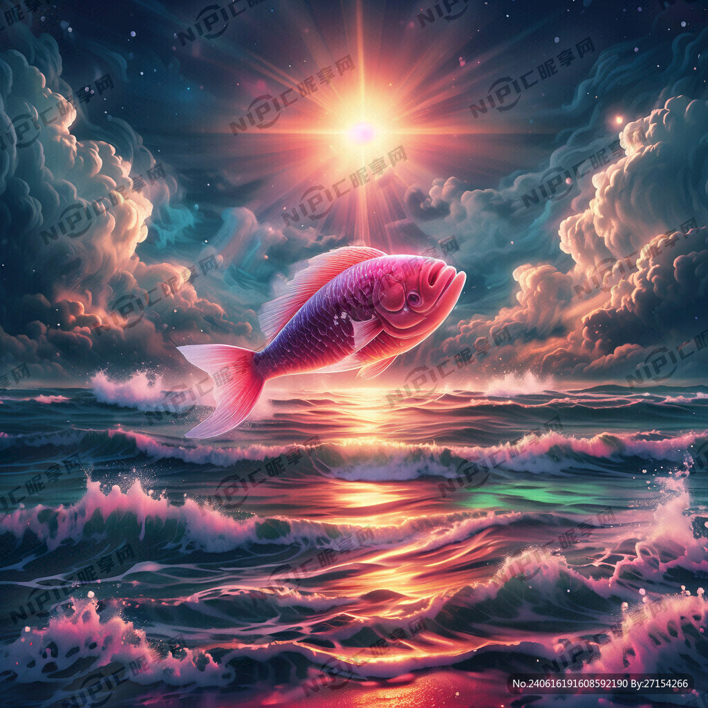 鱼海浪霓虹灯效果