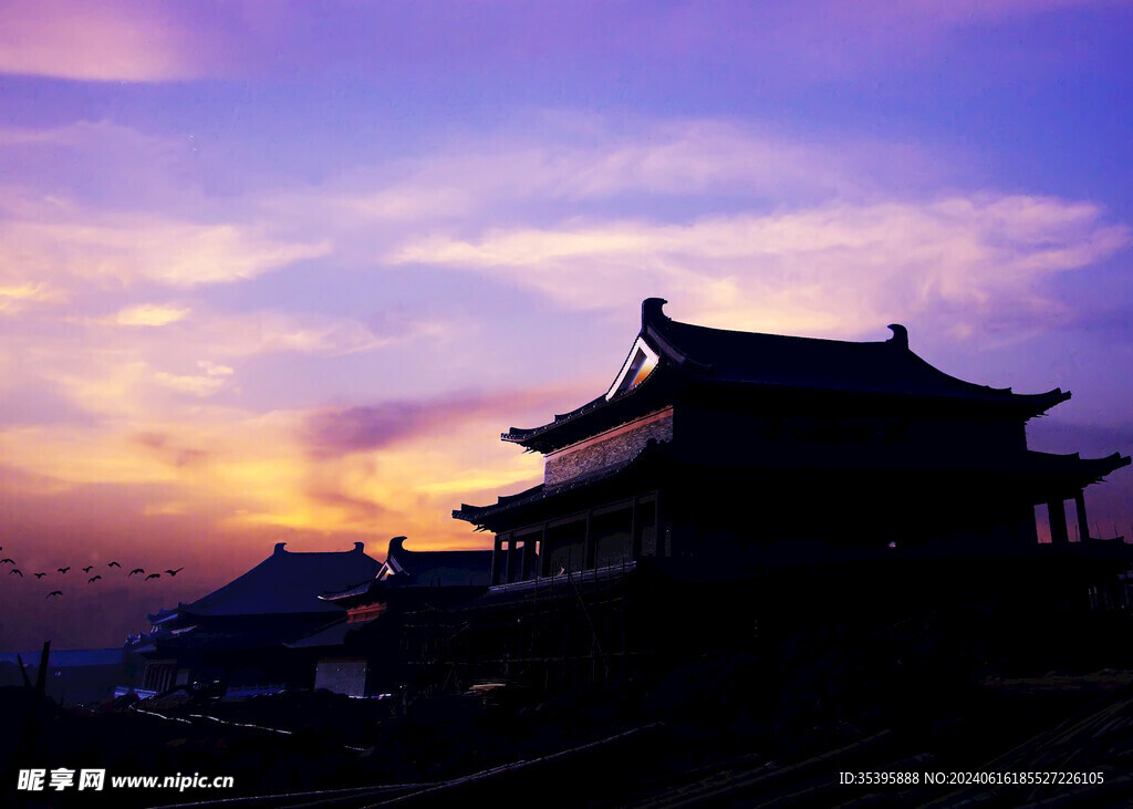 百丈寺晚景图