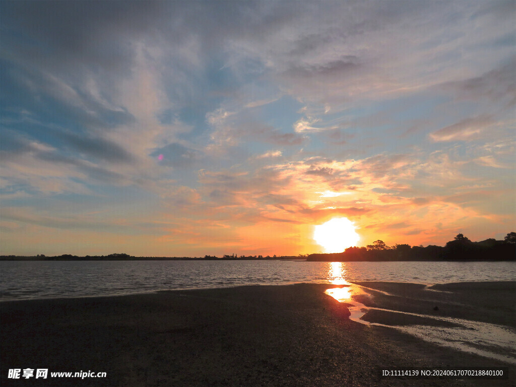 奥克兰海边夕阳风光