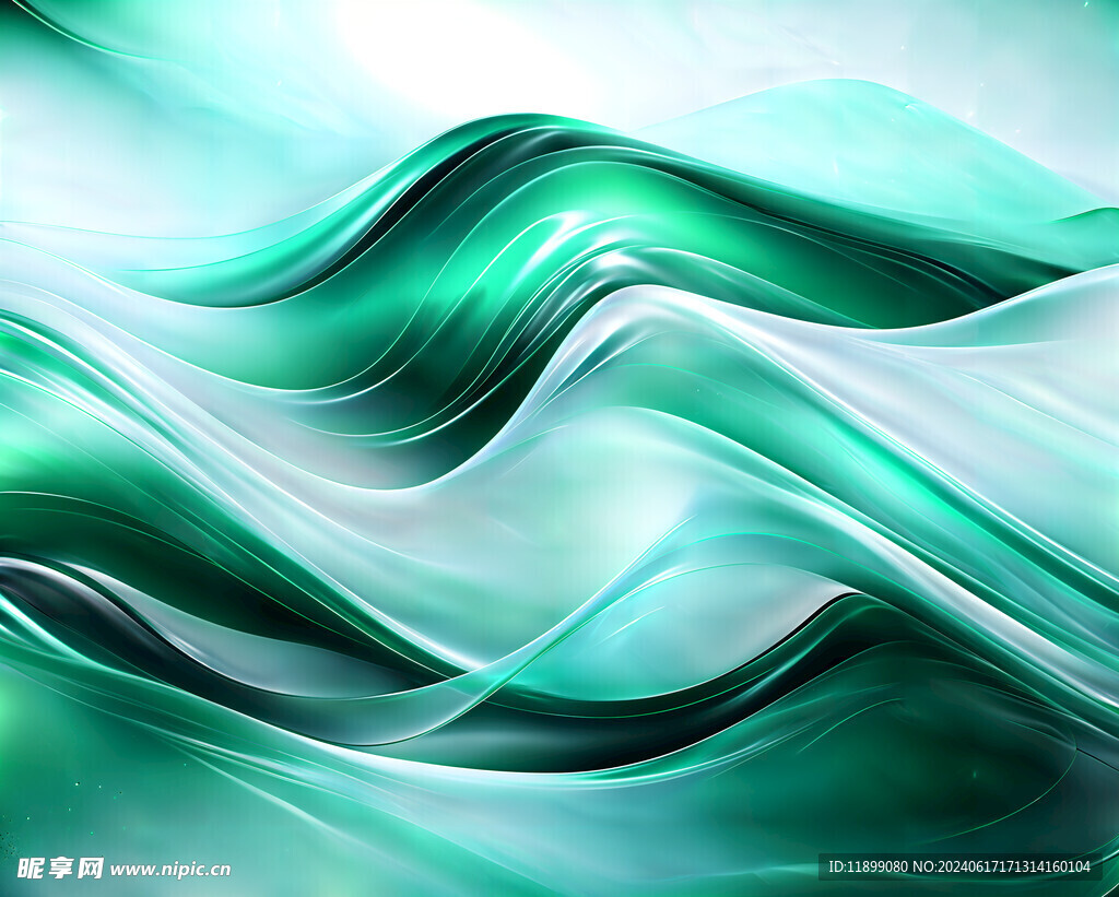 波浪清新绿色流体背景