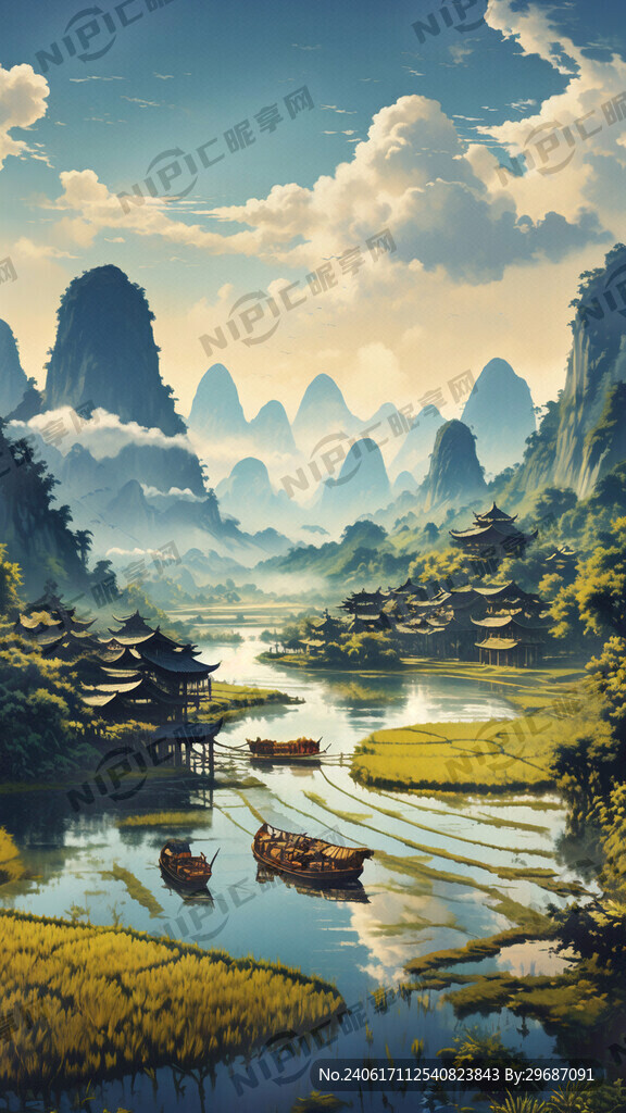 贵州黔南好山好水稻田