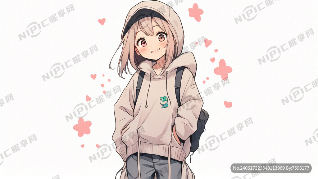 可爱 开心 女孩 动漫 全身