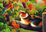 可爱猫儿油画         