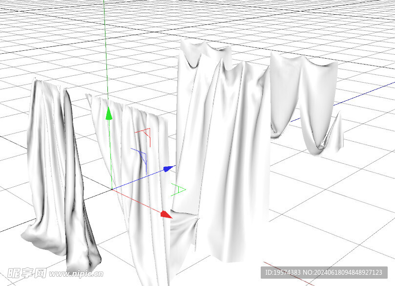 C4D模型 窗帘 