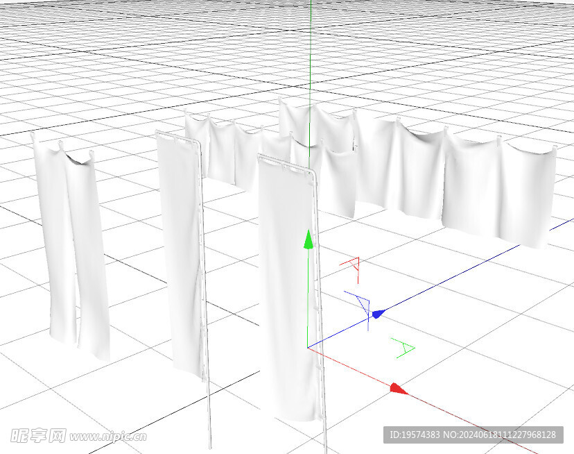 C4D模型 窗帘 