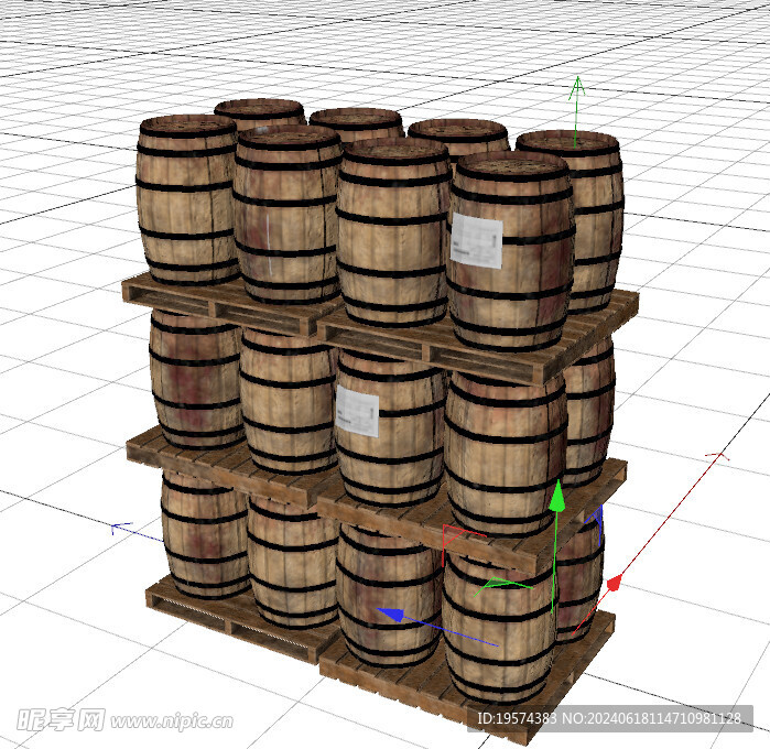 C4D模型 酒桶