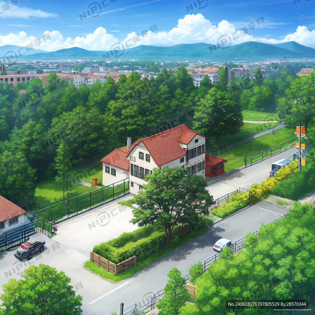 一个养护工人在修马路 的动漫图