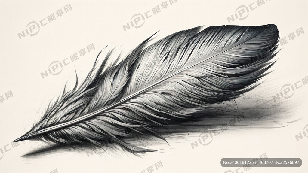 素描羽毛 线条分明