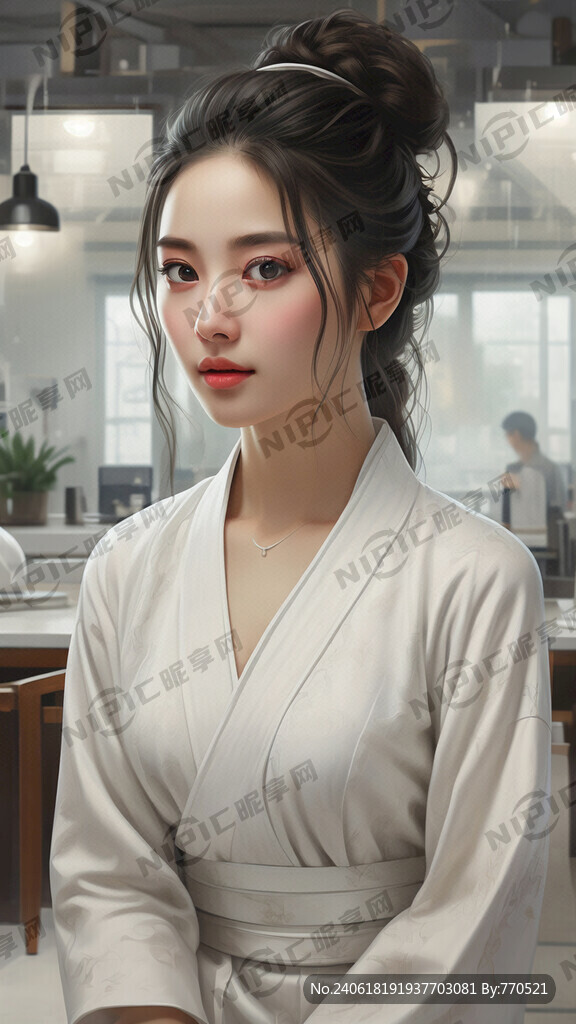 美女 采耳师  白色  现代