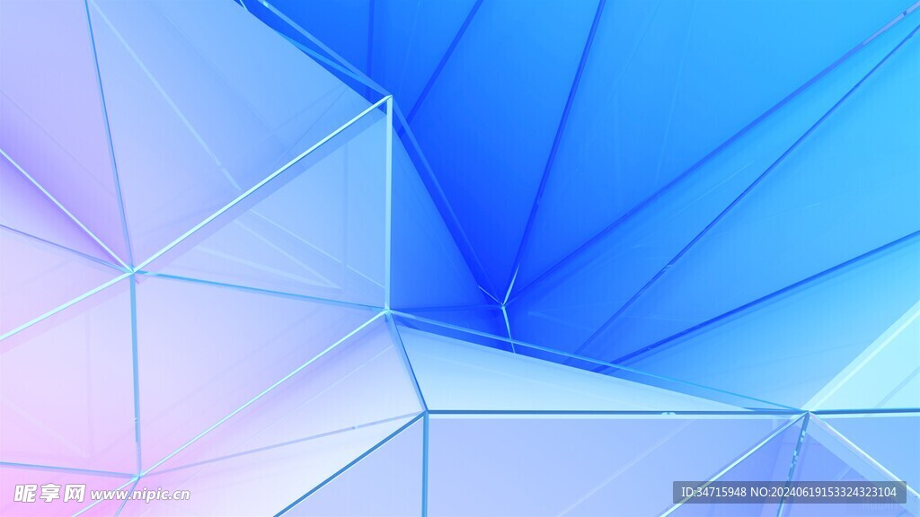 蓝色几何抽象立体造型