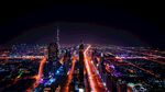 航拍夜晚城市交通光线