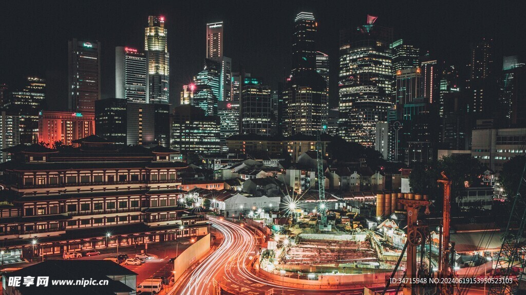 夜晚城市交通光线