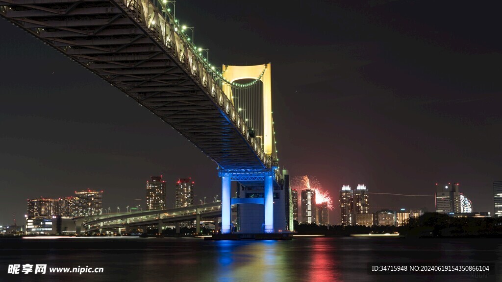 夜晚仰视大桥