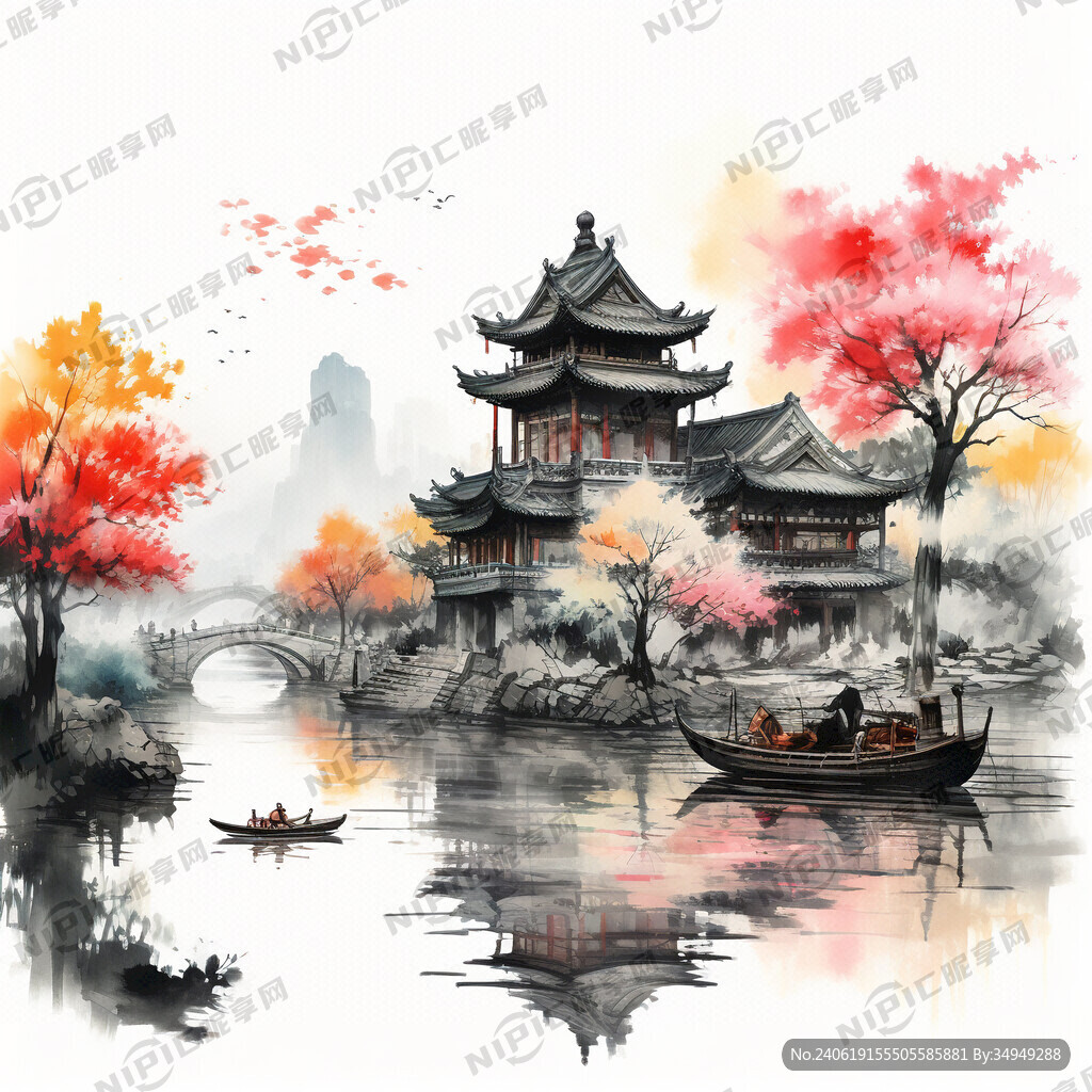 台儿庄古城 古建筑 河道 廊桥