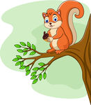 卡通树上的松鼠