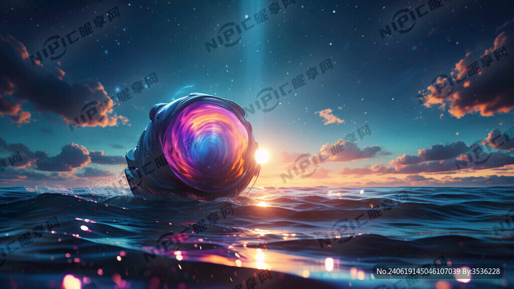 海螺 海水 炫彩质感 梦幻