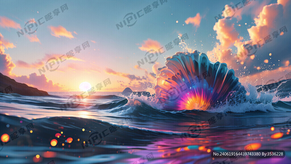 海螺 海浪 梦幻 简单炫酷背景